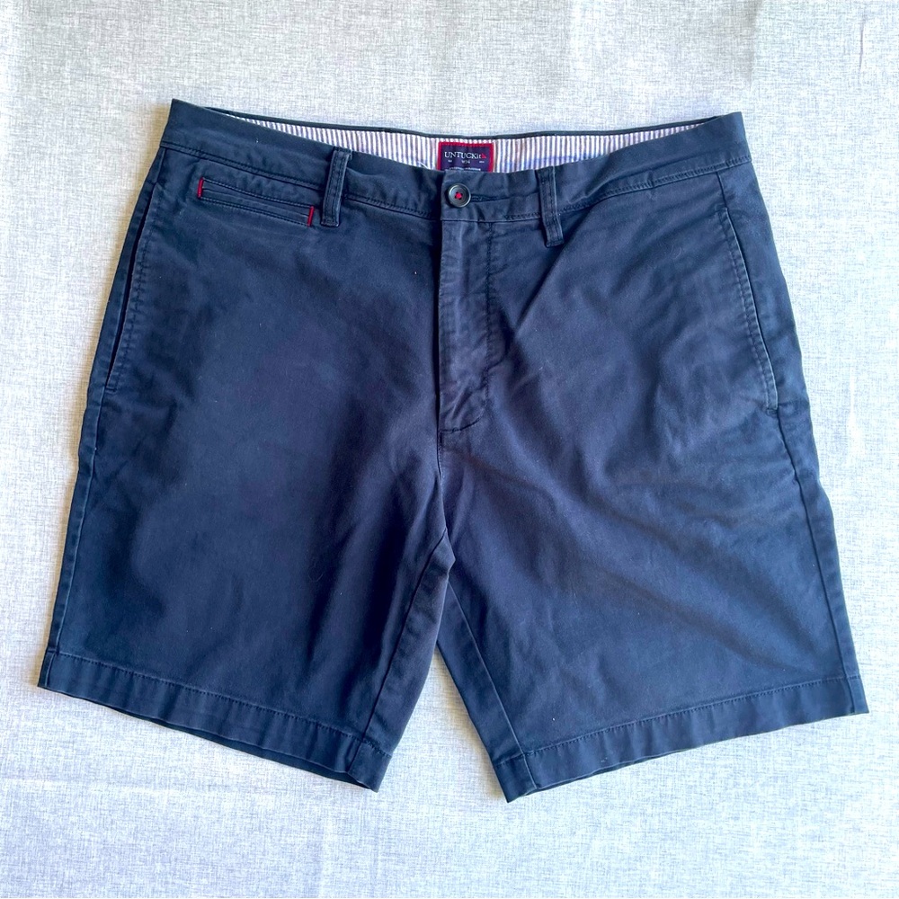 Untuckit Shorts Mens 34 Blue Chino Outdoor St Vincent Cotton Casual Stretch